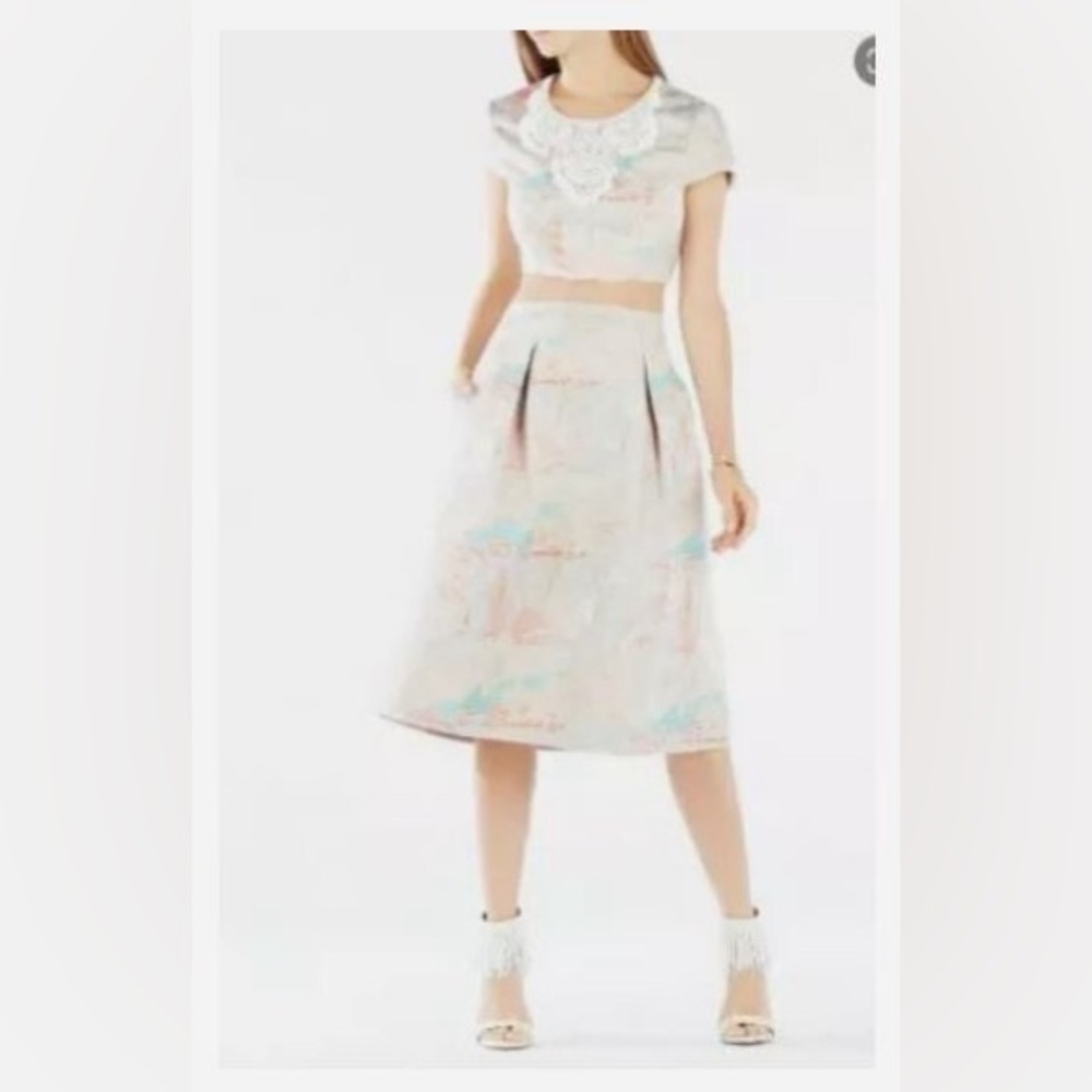 BCGB MaxAzria Beaded Crop Top and Skirt